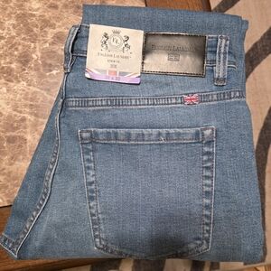 English Laundry Light Blue Denim Jeans with Union Jack Accent